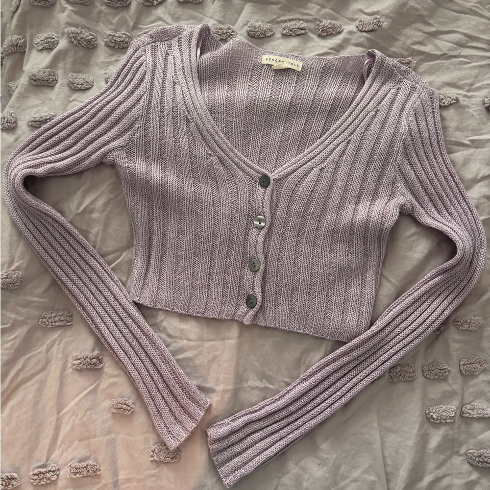 Aeropostale Purple Knit Cardigan Sweater